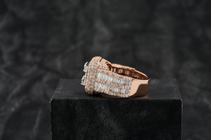 แหวนผู้ชายเทรนด์ฮิปฮอปน้ำแข็ง10K 14K 18K ทอง VVS เพชรธรรมชาติโค้งมนและ Baguette แหวนหรูเครื่องประดับเครื่องแต่งกาย - Product Image 3