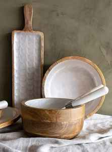 Tazón de masa de madera hecho a mano hecho de mango y madera de acacia Último diseño Artículo de Venta caliente Precio más bajo Venta 2025 - Product Image 3