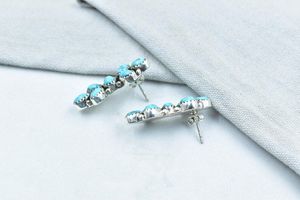 925 Sterling Silver Mojave <b>Turquoise</b> <b>Stud</b> <b>Earrings</b> Handmade Gemstone Jewelry - Product Image 2