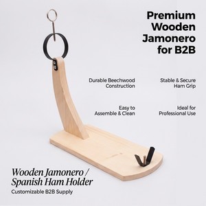 Jamonero de Madera Personalizado, Soporte para Jamón Español al por Mayor, Soporte de Madera Maciza con Abrazadera Metálica - Product Image 1