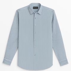Men's Stripped Formal Cotton/Linen Shirt Professional Business Formal Office Striped Dress Shirt Men Button Down Shirts <b>Tops</b> - Product Image 5