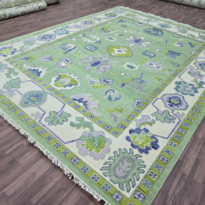 พรมขนสัตว์ถักมือขนาด5x7ฟุตลายแอบสแตรกต์สไตล์ตุรกีสำหรับห้องนั่งเล่นห้องรับประทานอาหาร - Product Image 1