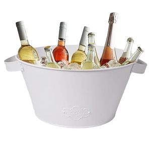 Bac à boissons galvanisé au design classique pour les fêtes Seau à glace en acier inoxydable pour les fêtes Seau à boissons - Product Image 6