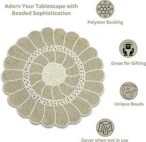 แผ่นรองแก้วหินชนวนสีเขียวประดับลูกปัดขนาด14นิ้วสำหรับตกแต่งห้องครัวและบ้าน - Product Image 4