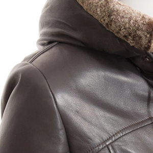 Veste en cuir longue à capuche pour femme, fabriquée en usine, avec fermeture éclair, respirante et pour la saison d'automne, prix avantageux - Product Image 3