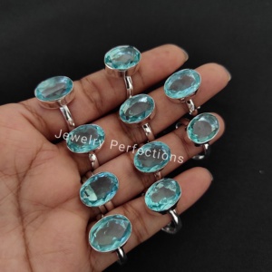 แหวนคริสตัลอความารีนหรูหราจากโรงงานขายส่งของขวัญงานหมั้นของผู้หญิงของขวัญแฟชั่นเงินสเตอร์ลิงสำหรับงานแต่งงานทองเหลือง - Product Image 4