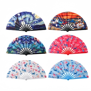 Abanicos Plegables de Bambú Negro Grandes Personalizados de 33 cm/13 Pulgadas para Kung Fu, Rave, Regalos de Baile para Festivales - Product Image 5
