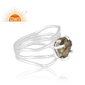 Anillo de piedras preciosas de pirita natural de Plata de Ley 925 más vendido, fabricante de joyería personalizada - Product Image 4