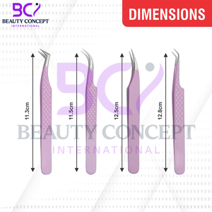 4 Piece Set Lash Grafted Tweezers for Eyelash Extensions, Anti-Slip Comfortable Grip, Straight and Curved Precision Fiber Tips - Product Image 3
