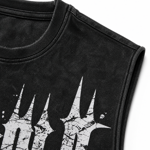 Camiseta sin mangas gótica con estampado gráfico para hombre, negra, con lavado ácido, de algodón, estilo urbano, tipo chaleco muscular, venta al por mayor personalizada - Product Image 5