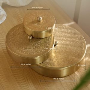 Boîte à épices en laiton doré, Masala Dabba, condiment, qualité alimentaire, empilable, détachable - Product Image 3