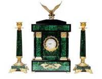 Horloge de bureau en malachite plaquée or 24 carats, décoration d'intérieur, trophée rétractable en bois et métal, montre, cadeau de luxe moderne et écologique