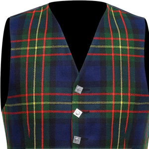 Gilet à carreaux en tartan, col tailleur, col en V, 3 poches, coupe ajustée, sans manches, coupe classique - Product Image 3