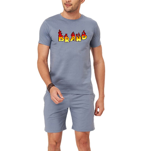 Vente en gros de vêtements décontractés d'été Ensemble chemise et short 2 pièces 360GSM 100% coton Ensemble t-shirts et short personnalisés de haute qualité pour hommes - Product Image 5