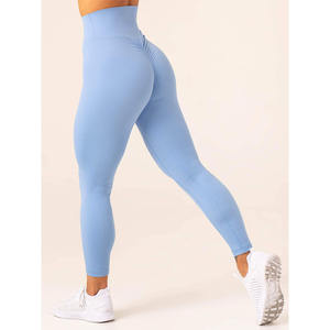 Durable personnalisé bleu NKD taille haute Scrunch Leggings profilé dos ceinture et vêtements actifs mode Gym Leggings pour les femmes - Product Image 3