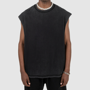 Débardeur personnalisé pour hommes OEM high street extérieur lavé débardeur pour hommes t-shirt vintage lavé gilet sans manches débardeur hipster streetwear - Product Image 4