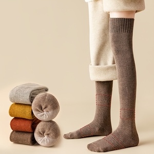 XIAQUJ Filles Dames Femmes Garde au Chaud Cuisse Haute au-Dessus du Genou Socks Long Coton Bas Dentelle Tricot Chaud Bas Bas Gris Foncé Taille Unique