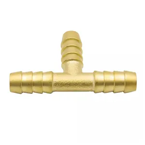 Brass Hose Barb Tee 3-Way Tee Hose Fitting 1/4" x 1/4" x 1/4" Hose Barb