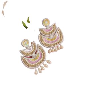 High Quality Handmade <b>Embroidery</b> Earrings Indian Seed Beads Drop <b>Embroidery</b> Earrings Pure Fashion Beaded Earrings - Product Image 2