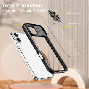 เคส iPhone 16 Plus 6.7 นิ้ว รุ่นพรีเมียมแบบไฮบริด พร้อมฝาปิดกล้อง สีดำ - Product Image 4