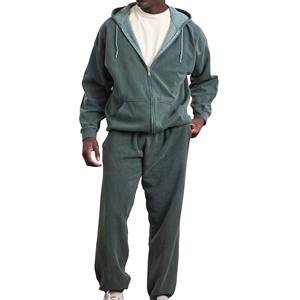 Vintage Heavyweight 500 GSM Acid Wash Chándal térmico Unisex Pantalones de chándal con capucha Conjunto para invierno - Product Image 1