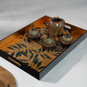 Bandeja de servicio negra de alta calidad, bandejas de madera para servir, bandejas de comida para uso doméstico y en restaurantes, laca Minh Giang - Product Image 5