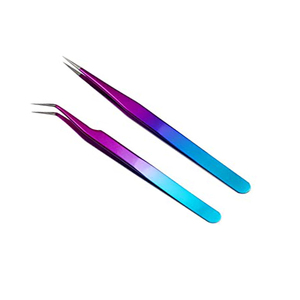 Pinces à épiler pour extensions de cils de qualité supérieure, en papier rose, pointe semi-courbée, acier inoxydable, vente en gros - Product Image 6