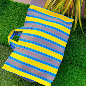 Sac à provisions en nylon réutilisable écologique RPET Zipper Handloom tissé sacs de plage en plastique recyclé fabriqué en Inde Logo motif voyage - Product Image 1