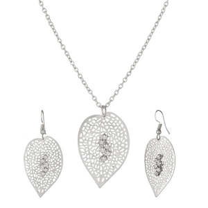 Kriaa plaqué rhodium blanc autrichien pierre pendentif ensemble 1203902B bijoux à la mode pour les femmes - Product Image 1