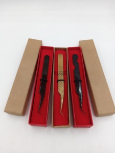 Pince à épiler GETUP BROSONS IMPEX de haute qualité, en acier inoxydable courbé noir brillant à 45 degrés, à pointe lisse, pour extensions de cils, antistatique - Product Image 3