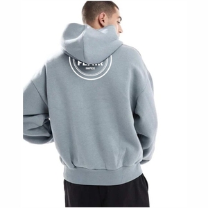 เสื้อฮู้ดสวมหัวผ้าคอตตอนออร์แกนิกสำหรับผู้ชายเสื้อสเวตเชิ้ตมีลายสีพื้นทรงโอเวอร์ไซส์หนาแบบ100% - Product Image 2