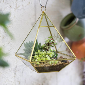 Hanging Terrarium Customized Size and Design Gold Finished <b>Clear</b> Glass <b>Vase</b> Geometric Terrarium Home Office Garden Restaurants - Product Image 3