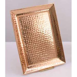 Bandeja de estilo metálico de último diseño hecha a mano con forma rectangular recubierta de cobre con diseño de martilleo cóncavo para hoteles, clubes y pubs, bandeja - Product Image 6
