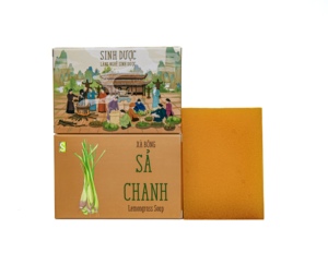 Jabón de barra sólido Premium procesado en frío orgánico de hierba de limón de cúrcuma Jabón de baño de hierbas naturales OEM Etiqueta privada Fábrica de Vietnam - Product Image 2