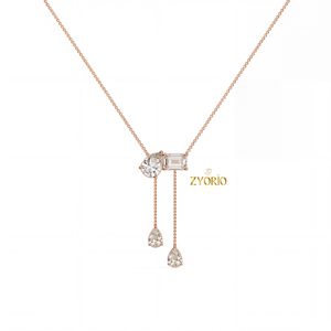 Collar con Colgante de Diamante Cultivado en Laboratorio con Corte Pera y Esmeralda, Plata de Ley 925, Collar de Diseño Toi Et Moi para Mujer, Lujoso - Product Image 5