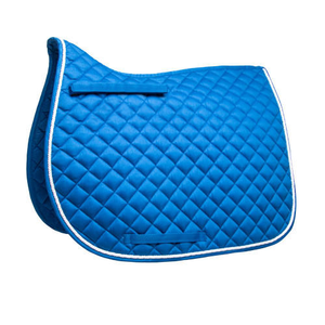 Tapis de selle matelassé bleu tout usage pour dressage et saut d'obstacles avec bordure blanche et doublure en maille – Équipement d'équitation - Product Image 3