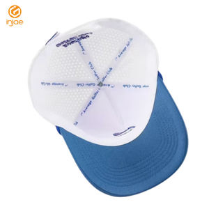 OEM ODM 5 Panel Mix Rope Sombreros de corte láser impermeables personalizados Diseño de pico curvo Logotipo bordado personalizado Sombreros de golf de alta calidad - Product Image 5