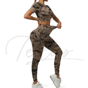 Wholesale New Design Women Yoga Set Custom Front Logo Solid Shorts Spandex/Nylon Breathable Elastic Waist - Product Image 3