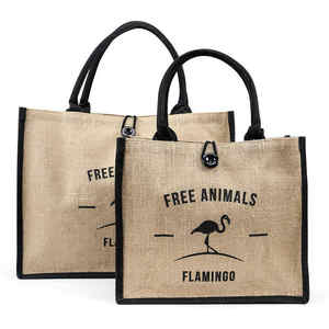 Sac fourre-tout en toile de jute avec logo personnalisé écologique pour femmes, style publicitaire, sac fourre-tout en toile de jute, couleur couture vierge - Product Image 5