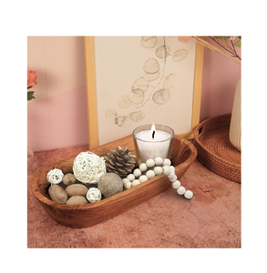 Bol décoratif en bois d'acacia rustique fait à la main-Style décor de table bol à pâte en bois centre de table plateau de ferme - Product Image 5