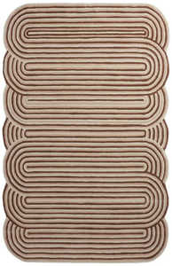 Modern Abstract Loop Pattern Area Rug | Hand Tufted Carpet | Neutral Beige & Brown Living Room <b>Floor</b> <b>Mat</b> - Product Image 4