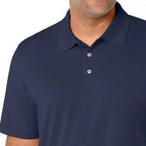 เสื้อโปโลสำหรับผู้ชายผ้าโพลีเอสเตอร์100% ลายดอกไม้แท้เทคนิคการย้อมแบบเรียบ - Product Image 2