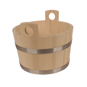 Cubo de Sauna de Madera de Abeto de 5L con Dos Asas, Acabado Lijado, Cubo de Sauna Tradicional sin Acabado, Venta al por Mayor, Logotipo Personalizado - Product Image 1