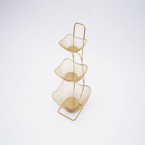 Cuenco de frutas de Metal dorado al por mayor más vendido, artículo caliente personalizado, plato pulido, bandeja de 3 niveles, cuenco para servir directamente desde la India - Product Image 4