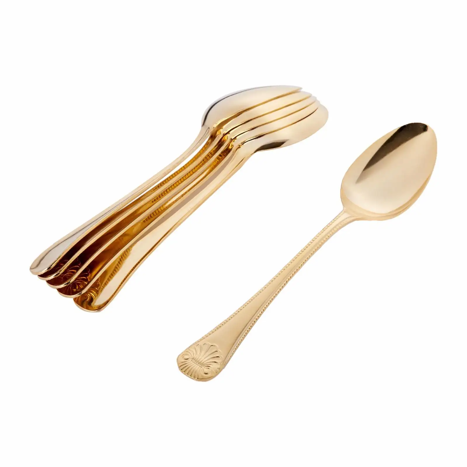 Restaurant usage trendy best flatware Gold Plated Stainless Steel Shell Dessert Spoon L18.8 W4Cm (6Pc) Nihon Cutlery from Japan