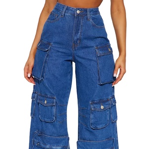Pantalones Vaqueros Transpirables para Mujer, Estilo Cargo Cómodo, con Múltiples Bolsillos, de Mezclilla de Algodón, Largos, para Damas, OEM - Product Image 2