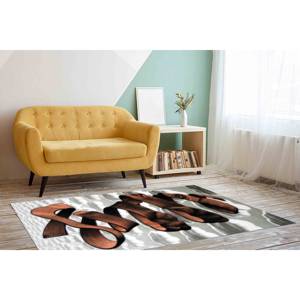 Tapis imprimé avec un motif de visage abstrait : tapis moderne, grand, antidérapant, avec poils doux - Product Image 2