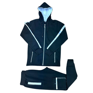 Ensemble de survêtement zippé à manches rayées de qualité supérieure Veste décontractée et joggers Ensemble 2 pièces pour homme - Product Image 2