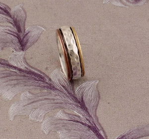 925 <b>Sterling</b> <b>Silver</b> Designer <b>Spinner</b> <b>Ring</b> For Women Meditation <b>Ring</b> Hammered Solid <b>Ring</b> - Product Image 1