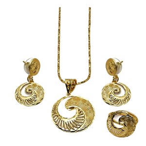 Ensemble de bijoux élégants en laiton plaqué or pour femmes, collier tendance avec pendentif en or massif pour les mariages, type religieux orthodoxe Sri Jaya - Product Image 2